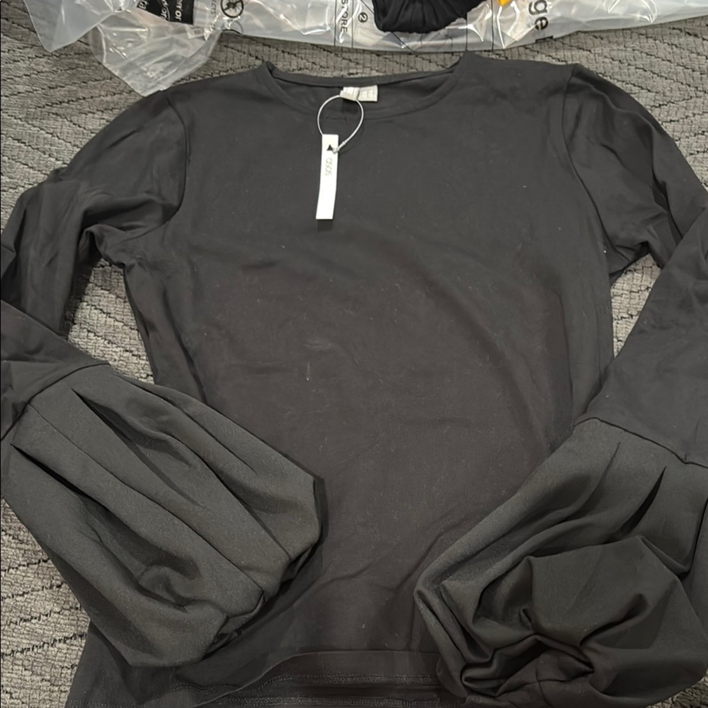 ASOS Black Top with Puff Sleeves